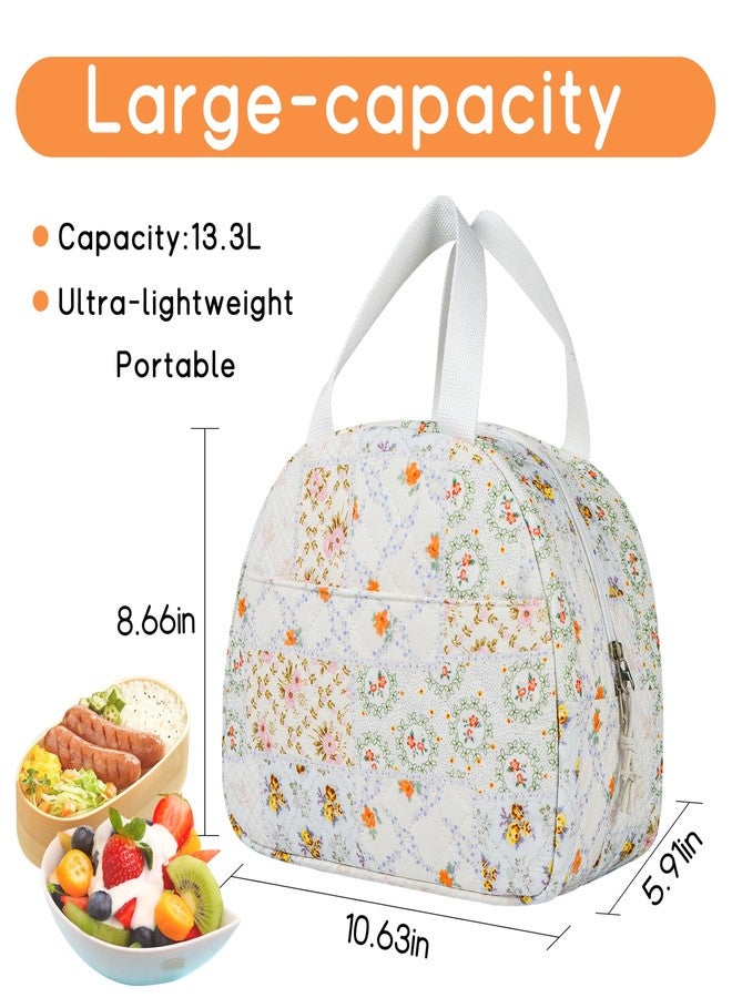 GISMTR Lunch Bag for Women Insulated Lunch Box Cute Quilted Lunch Tote Bags Reusable Large Capacity Cooler Bag for Travel Work Picnic - Image 2
