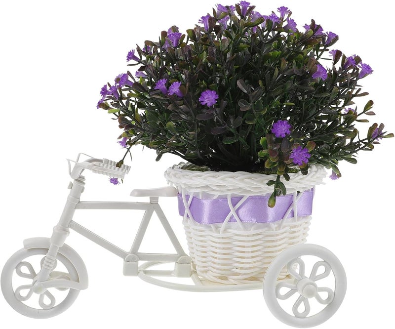 VICASKY Artificial Bonsai Plant with Purple Faux Flowers, Miniature Tabletop Potted Plant Decoration for Home and Office Summer Décor - Image 1