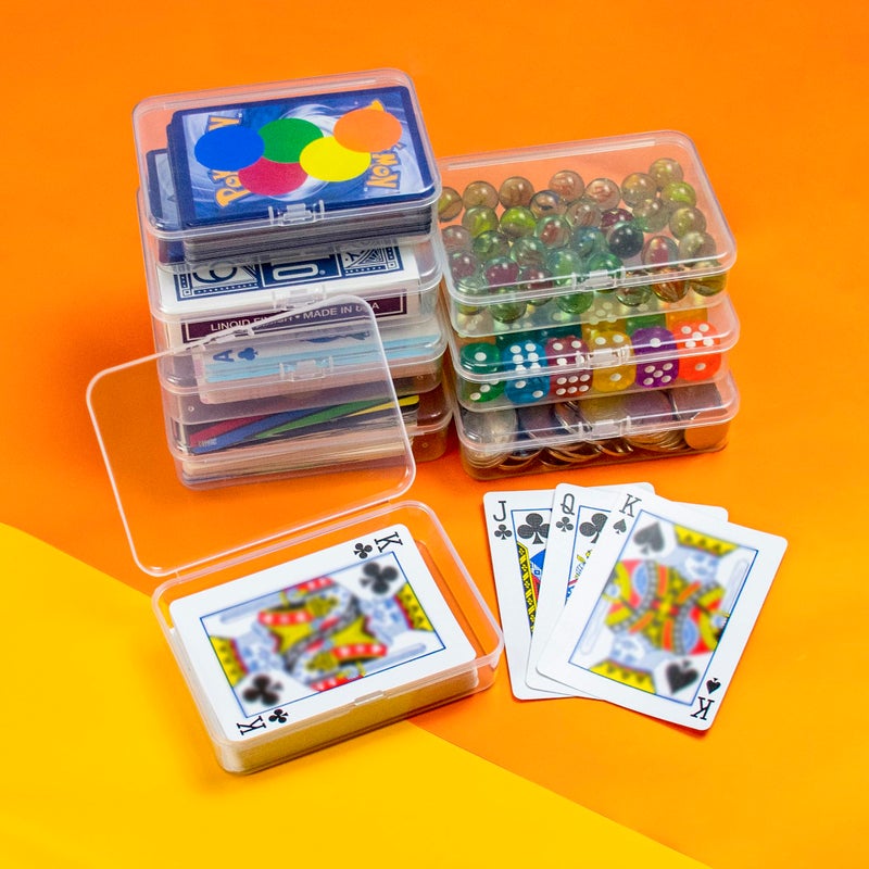 JINUPHION 8 Pcs Playing Card Case Small Clear Box Plastic Deck Box Card Deck Holder Game Card Storage Organizer 8 pcs Standard No Cards - Image 2