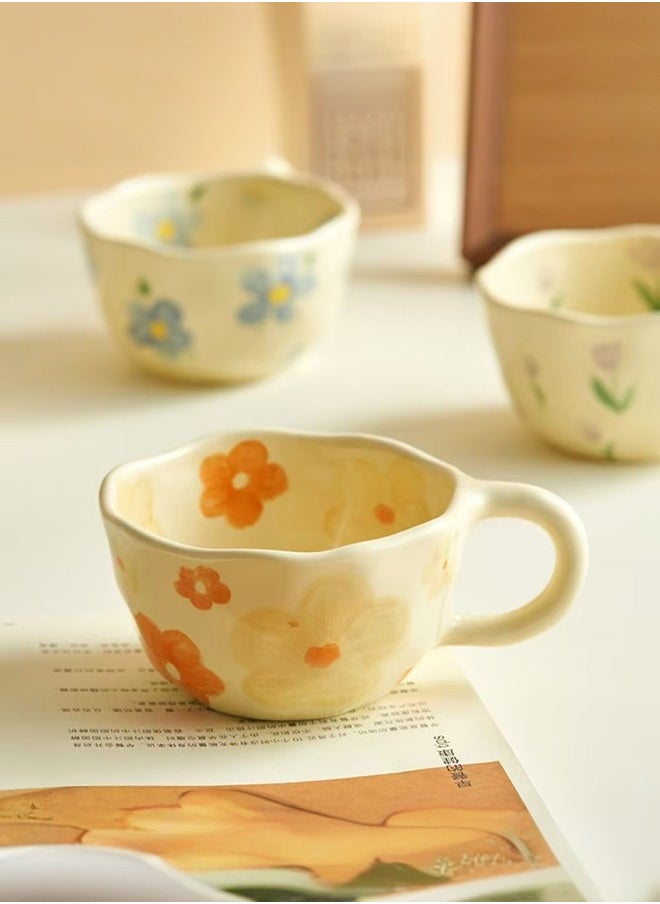 ماركة غير محددة - كوب سيراميك يدوي الصنع على شكل شجرة الكرز، قطعة واحدة، كوب سيراميك مضغوط غير منتظم مصنوع يدويًا، حاوية أساسية لشرب القهوة والشاي، يمكن استخدامه لتزيين المنزل - Image 1
