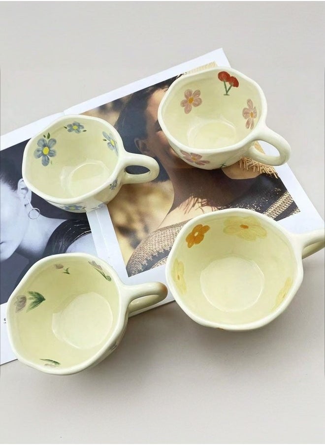 ماركة غير محددة - كوب سيراميك يدوي الصنع على شكل شجرة الكرز، قطعة واحدة، كوب سيراميك مضغوط غير منتظم مصنوع يدويًا، حاوية أساسية لشرب القهوة والشاي، يمكن استخدامه لتزيين المنزل - Image 1