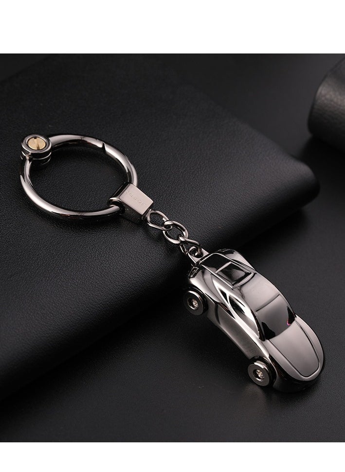 Generic Key Chain Flashlight, Zinc Alloy Black Car Keychain with 2 Modes LED Light, Key Rings for Men, Women, Car Decorations, Perfect Gifts Lovely Personality Fashion Creative Car Key Pendant  - Image 2