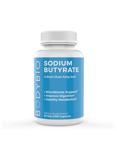 BodyBio Sodium Butyrate| 60 Caps | Supports Healthy Digestion | Leaky Gut Repair | No Filler or Additives