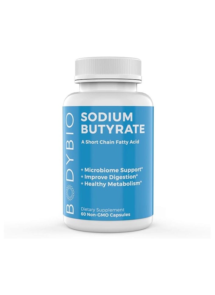 BodyBio - BodyBio Sodium Butyrate| 60 Caps | Supports Healthy Digestion | Leaky Gut Repair | No Filler or Additives - Image 1