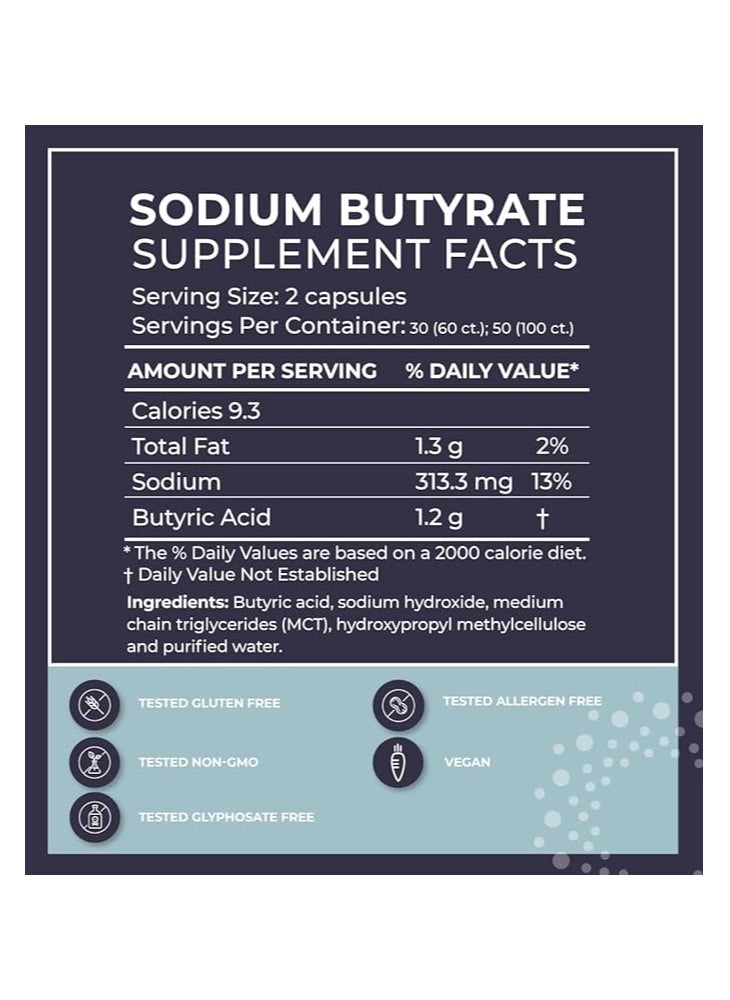 BodyBio - BodyBio Sodium Butyrate| 60 Caps | Supports Healthy Digestion | Leaky Gut Repair | No Filler or Additives - Image 1
