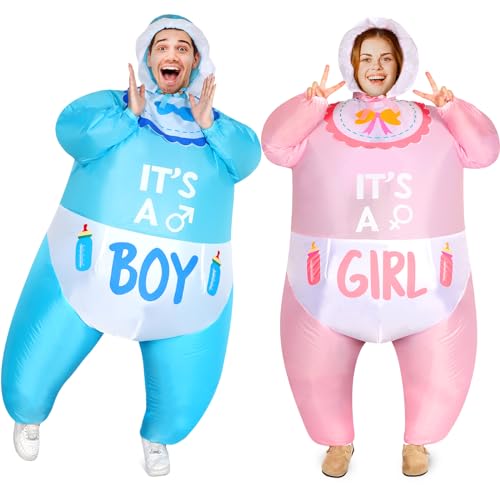 RoundFunny 2 قطع بدلة أطفال قابلة للنفخ للكبار تكشف عن جنس الطفل (ظريفة) - Image 1