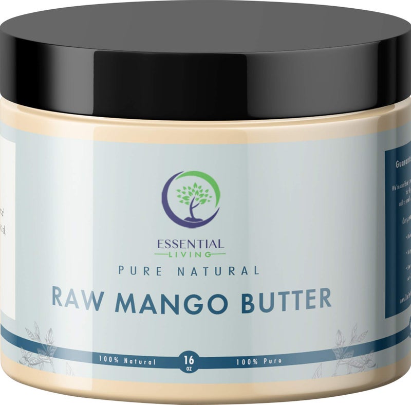Essential Living: Unrefined Mango Butter - For Raw and Organic Lip Balms, Body Lotion, Body Butter, Body Scrub and Organic Soap Making - 16-oz. Jar - 100% Natural - Image 1