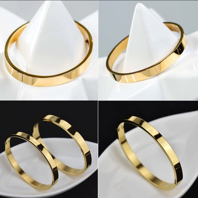 PDWZNBA 18K Gold-Plated Love Friendship Bracelets Trendy Stainless Steel Bangle Jewelry Gifts for Women - Image 2