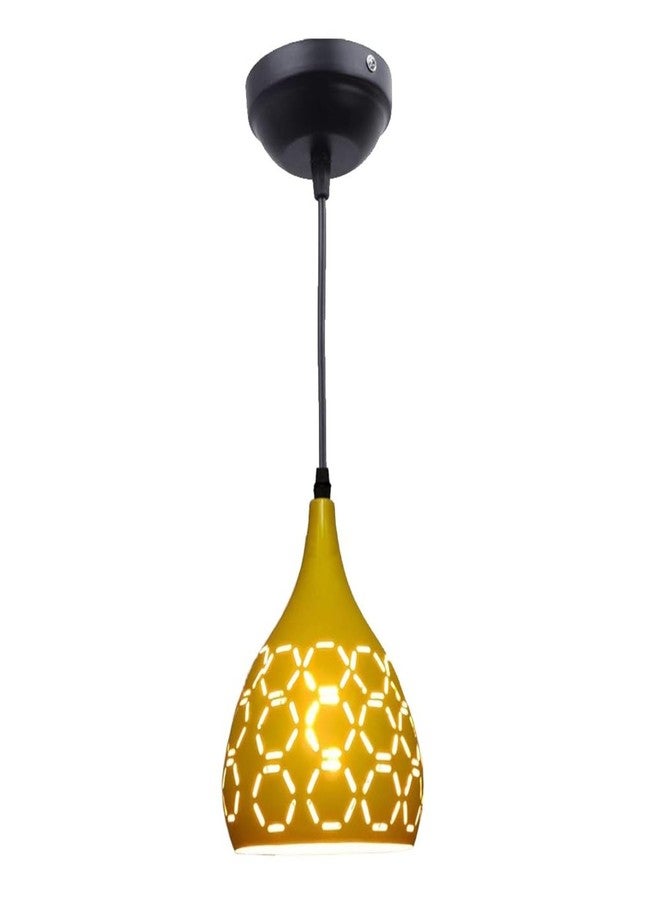 Keyplus Aluminium Cut Hanging Light Ceiling Pendant Lamp, 6Inch Dia Yellow - Image 1