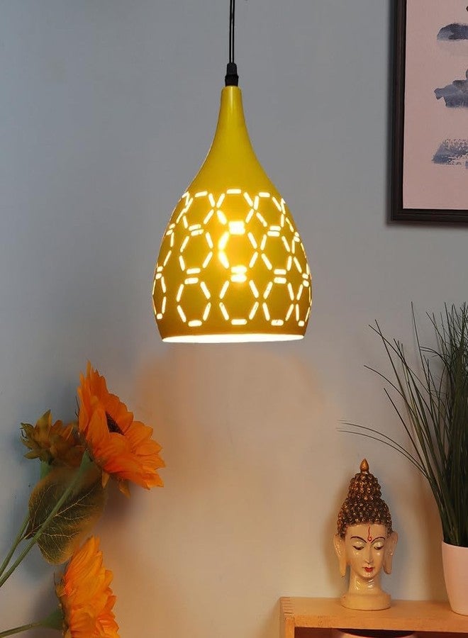 Keyplus Aluminium Cut Hanging Light Ceiling Pendant Lamp, 6Inch Dia Yellow - Image 5