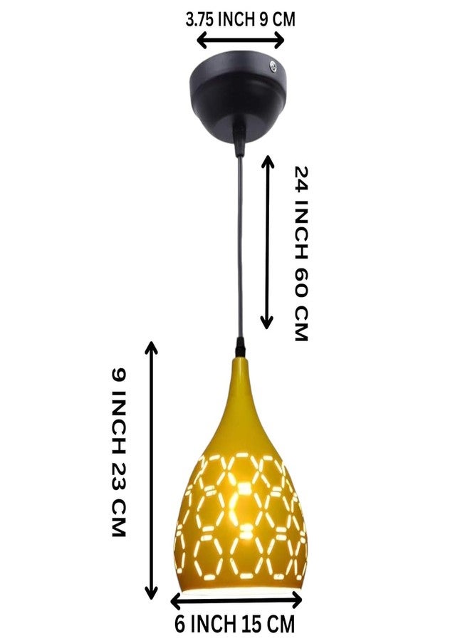 Keyplus Aluminium Cut Hanging Light Ceiling Pendant Lamp, 6Inch Dia Yellow - Image 3