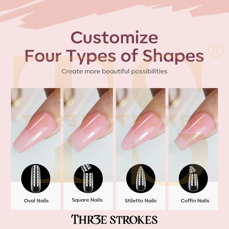 THR3E STROKES Poly Nail Gel Extension Kit for Builder Gel UV Nail Art Kit Nail Extension Set Nude Pink White 62 Items in the set MINIMUM 180S TO DRYBEGGINERS KIT 2 - Image 3