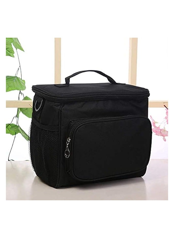 erorex Lunch Bag Insulated Lunch Box Large Cooler Tote Bag for Men Women, Double Deck Heat Resistant Coolers with Adjustable Shoulder Handbag Black - Image 4