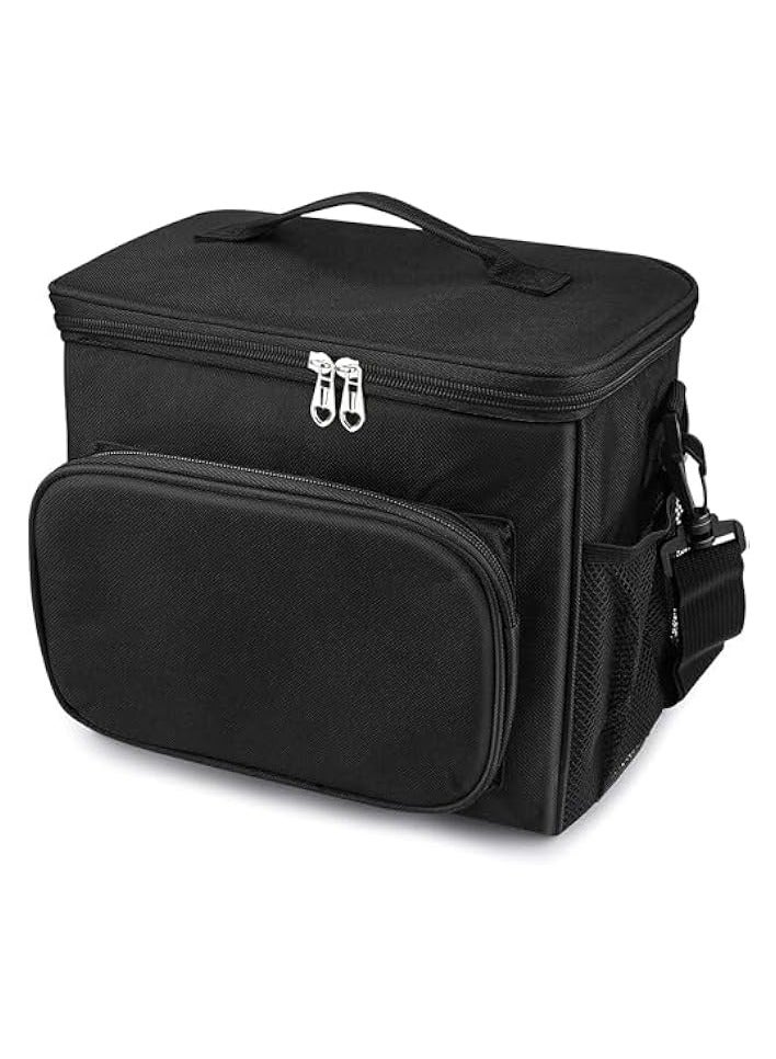 erorex Lunch Bag Insulated Lunch Box Large Cooler Tote Bag for Men Women, Double Deck Heat Resistant Coolers with Adjustable Shoulder Handbag Black - Image 1