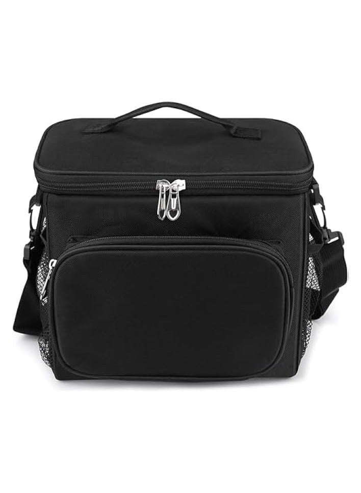 erorex Lunch Bag Insulated Lunch Box Large Cooler Tote Bag for Men Women, Double Deck Heat Resistant Coolers with Adjustable Shoulder Handbag Black - Image 2