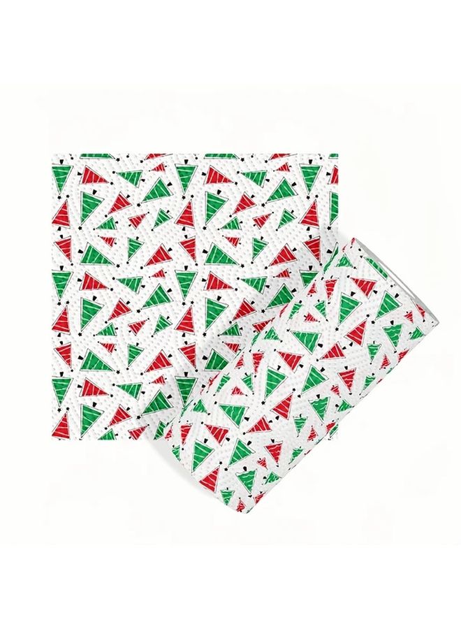 Christmas Tree Design Thickened 3 Ply Disposable Paper Towels Roll Heavy Duty Wet Dry Washable Rags - Image 1
