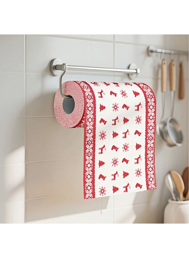 Christmas Tree Design Thickened 3 Ply Disposable Paper Towels Roll Heavy Duty Wet Dry Washable Rags - Image 4