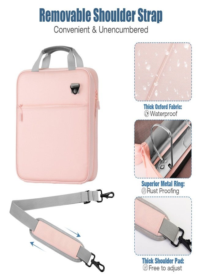 MoKo Zipper Binder, 3 Inch 3 Ring Binder with Zipper,700 Sheets Capacity Zipper Binder with Shoulder Strap & Handle,Multi-Pocket Zipper Binder Organizer for Middle School, Pink + Gray - Image 4