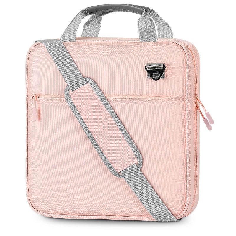 MoKo Zipper Binder, 3 Inch 3 Ring Binder with Zipper,700 Sheets Capacity Zipper Binder with Shoulder Strap & Handle,Multi-Pocket Zipper Binder Organizer for Middle School, Pink + Gray - Image 1