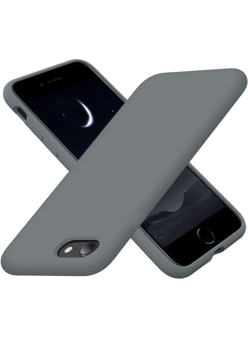 جراب متوافق مع iPhone 7/8 Plus مقاس 6.5 بوصة، جراب هاتف نحيف من السيليكون السائل بأربع طبقات من المطاط الهلامي الناعم المقاوم للصدمات مع بطانة من الألياف الدقيقة المضادة للخدش (رمادي)