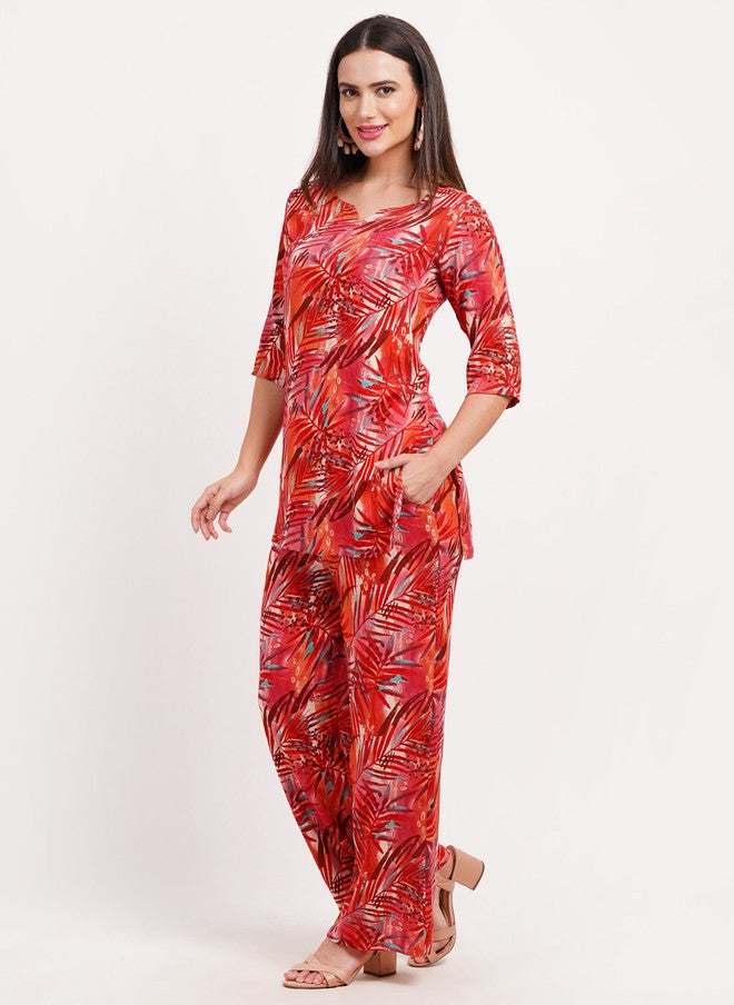 FIMS Tropical Printed Tunic With Palazzos - Image 5
