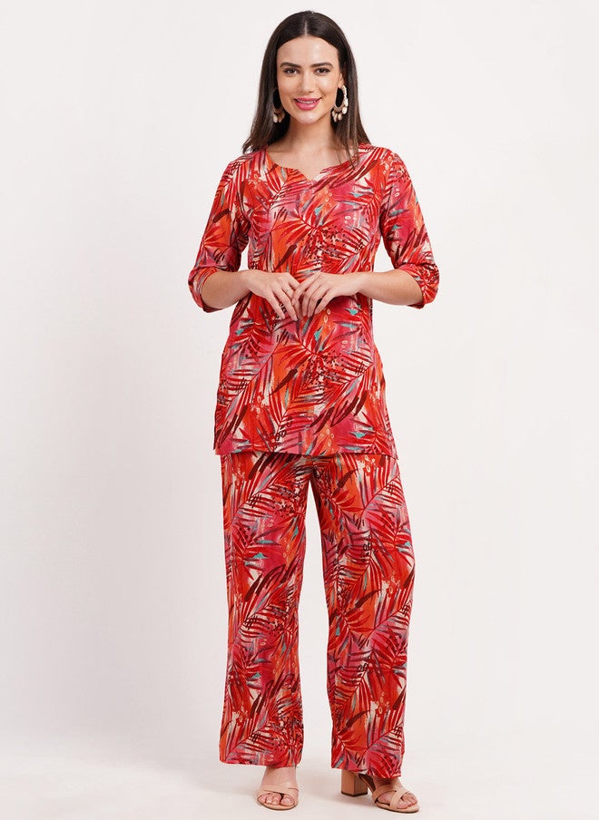 FIMS Tropical Printed Tunic With Palazzos - Image 2