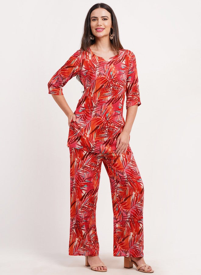 FIMS Tropical Printed Tunic With Palazzos - Image 4