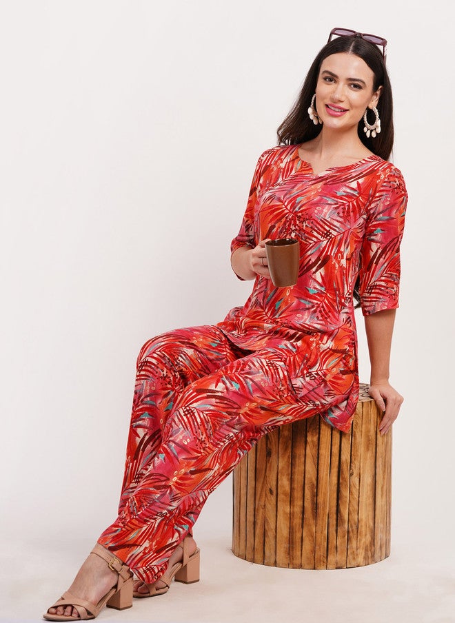 FIMS Tropical Printed Tunic With Palazzos - Image 1