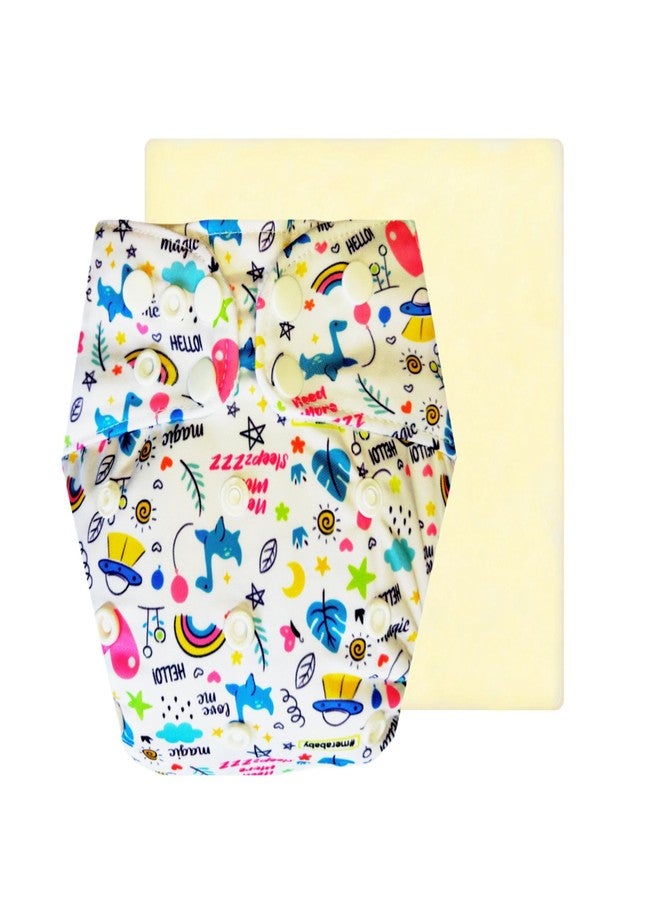 Dumbledo Leak proof Washable Quick Dry Unisex Eco-Friendly Reusable Adjustable Free Size Cloth Diaper (Fits All 3 Months to 3 Years, One Size, White Color, With Insert/Pad, One Cloth Diaper) - Image 1