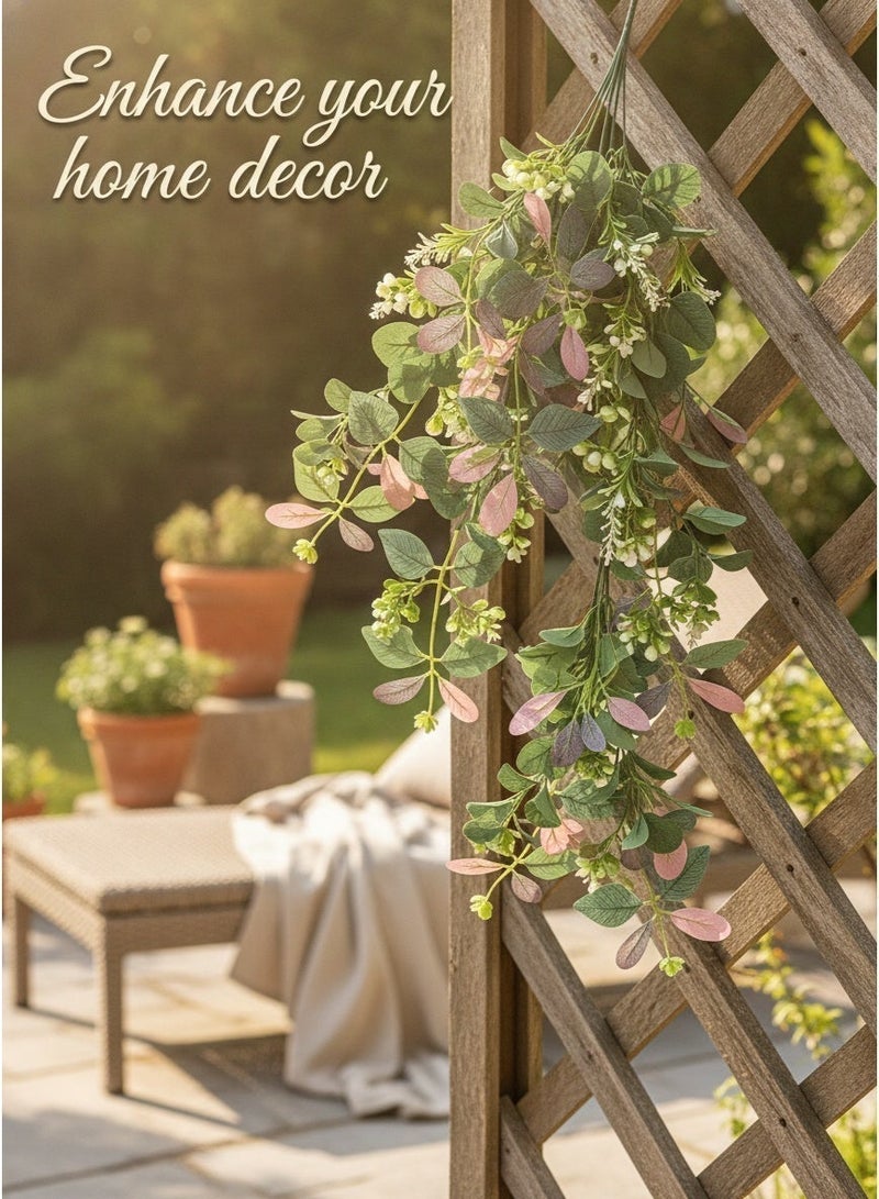 Nariele 3pcs Artificial Eucalyptus Leaves Stems, Fake Colorful Greenery for Home Floral Arrangement Decoration - Image 2
