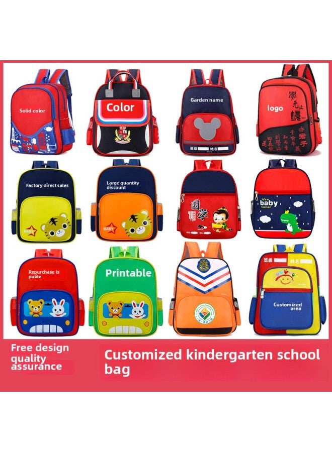 Kindergarten Schoolbag Printing Children's Regular Class British Style Burden Reduction Primary School Student Male And Female Backpack Printed Logo-Color:Large Cover Note Color  - Image 2