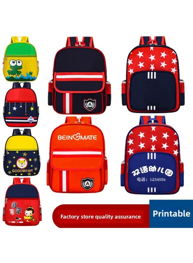 Kindergarten Schoolbag Printing Children's Regular Class British Style Burden Reduction Primary School Student Male And Female Backpack Printed Logo-Color:Large Cover Note Color  - Image 3