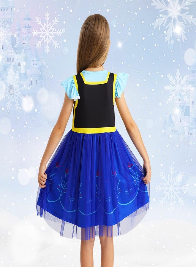 HenzWorld Dress up for Girls Princess Dresses Costume for Toddlers Party Birthday Tulle Dress Halloween Costumes Birthday Gift 3-4T, Blue Black Girls Coronation Dress - Image 3