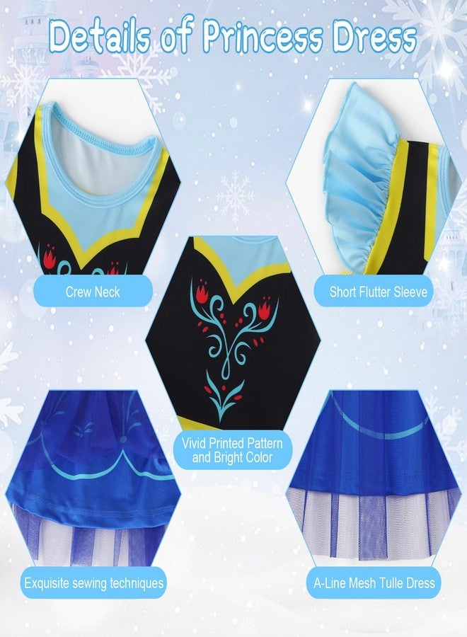 HenzWorld Dress up for Girls Princess Dresses Costume for Toddlers Party Birthday Tulle Dress Halloween Costumes Birthday Gift 3-4T, Blue Black Girls Coronation Dress - Image 4
