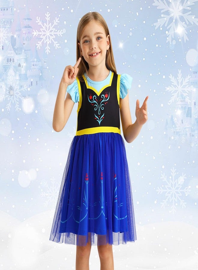 HenzWorld Dress up for Girls Princess Dresses Costume for Toddlers Party Birthday Tulle Dress Halloween Costumes Birthday Gift 3-4T, Blue Black Girls Coronation Dress - Image 2