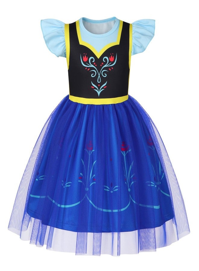 HenzWorld Dress up for Girls Princess Dresses Costume for Toddlers Party Birthday Tulle Dress Halloween Costumes Birthday Gift 3-4T, Blue Black Girls Coronation Dress - Image 1