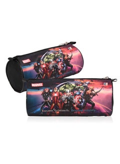 Kuber Industries Kuber Industries Pack of 2 Round Pencil Pouch | Marvel Avengers Pencil Pouch for Kids | Multi-Purpose Travel Pouch | Travel Organizer | Stationary Utility School Pouches | Geometry Box | Black  - Image 1