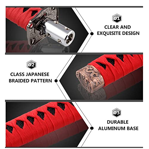 RYANSTAR RACING RYANSTAR Gear Shift Knob Sword Shift Knobs Katana Samural Shift Gear Lever Universal Fit for Manual Cars Most Automatic Cars with 4 Adapters Red + Black - Image 3