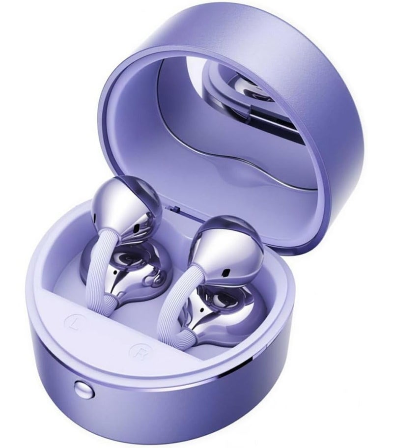 caijin （Not wearing earrings）Clip-on Open-Ear Bluetooth Earbuds — Comfortable non-in-ear design; heart-shaped aesthetic featuring a charging case with a built-in mirror; Bluetooth 6.0, IPX6 water resistance, noise-canceling microphone, 40-hour battery life, metallic finish, and portable design; ideal for women as a gift, or for use during workouts or commuting - Image 1
