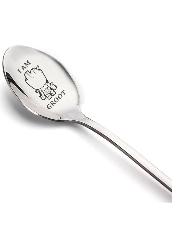 Classic Gift Cute Cartoon Pattern Stetney Donald Duck Bear Mickey Mouse Stainless Steel Spoon Ice-cream Spoon-Specifications:17#  - Image 1