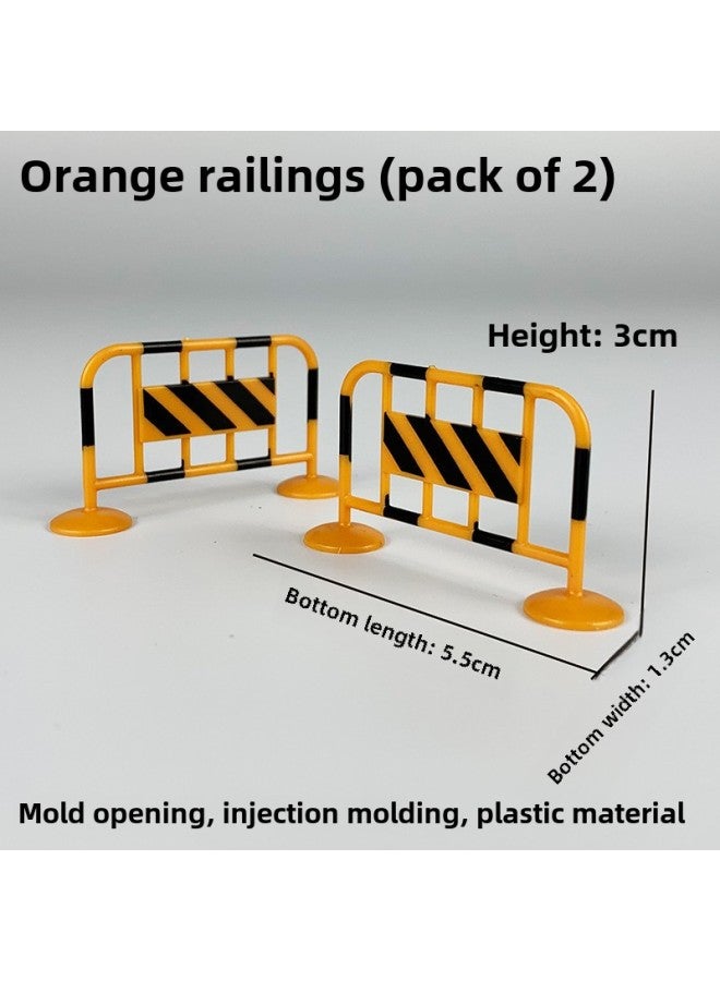 Loquat Speed Bump Traffic Light Parking Garage Road Cone Car Model Toy Scene Ornaments Signs License Plate Underground-Color:Orange Railings - Image 1