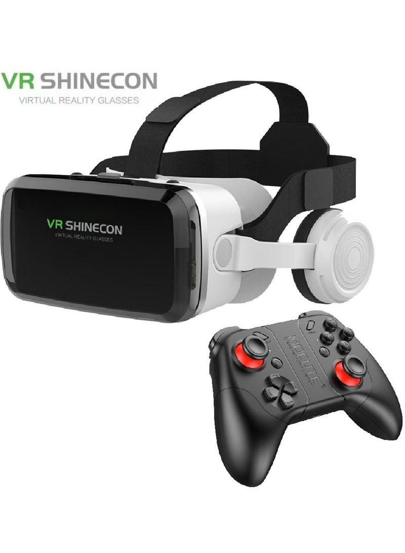 general Classic VR Goggles VR SHINECON 3D Virtual Reality Glasses+Controller Bluetooth Headset Version VR Glasses for TV, Movies & Video Games Compatible with iOS & Android Smartphone Within 5.5-7.2 inch Screen Phone Eye Protected Soft & Comfortable Adjustable Distance, IMAX Giant Screen/Optical Lenses/Panoramic Roaming/ Immersive Games - Image 1
