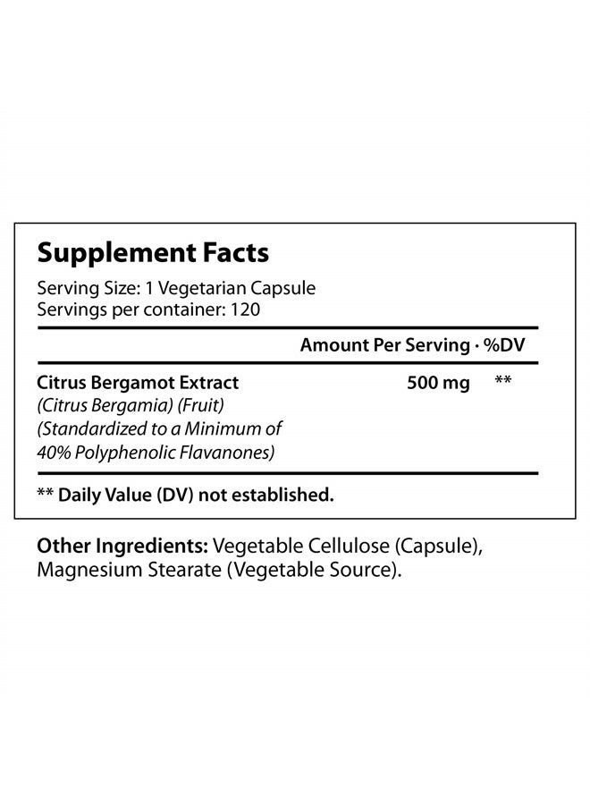 LongLifeNutri Citrus Bergamot Extract Capsules, 500mg, 120 Count | Supports Blood Glucose & Cholesterol Levels | Made in USA - Image 2