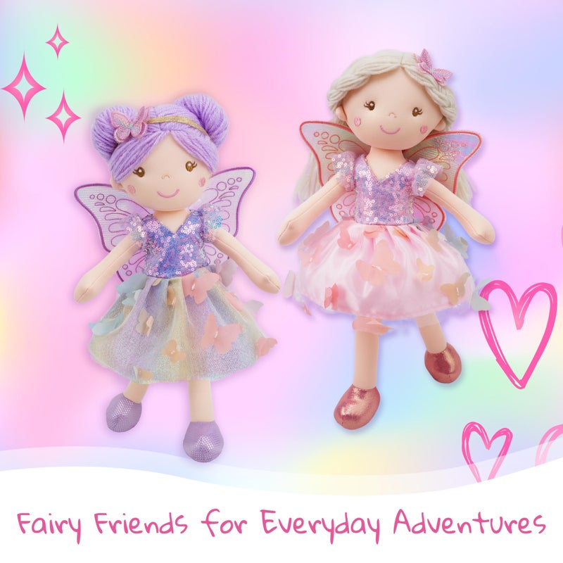 June Garden 15" Lunabelle The Fluttering Blossom Fairy Doll â€“ Soft Plush Fairy Toy with Multicolor Butterfly Skirt â€“ Enchanted Garden Collection - Image 5