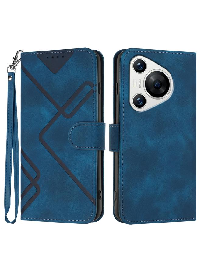 Zaboon Case For Huawei Pura 70 Line Pattern Skin Feel Leather Phone Case - Image 1