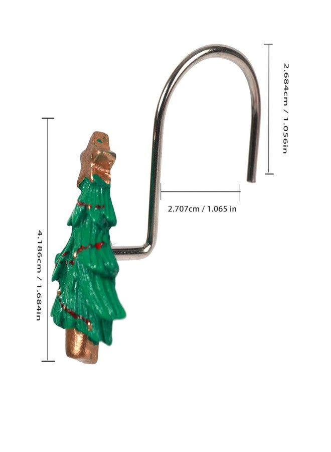 Twofishes Xmas Tree Shower Curtain Hooks Set of 12 Decorative Rust Proof Christmas Tree Shower Curtain Rings Pack of 12 - Image 3