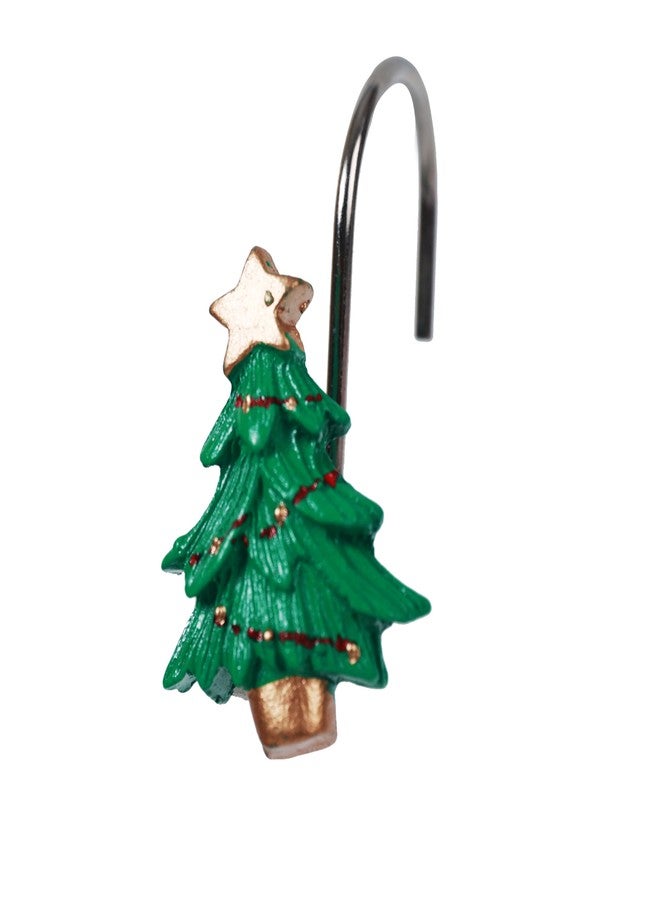 Twofishes Xmas Tree Shower Curtain Hooks Set of 12 Decorative Rust Proof Christmas Tree Shower Curtain Rings Pack of 12 - Image 4