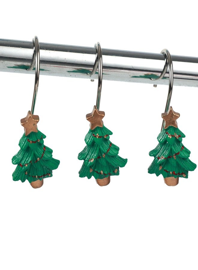Twofishes Xmas Tree Shower Curtain Hooks Set of 12 Decorative Rust Proof Christmas Tree Shower Curtain Rings Pack of 12 - Image 2