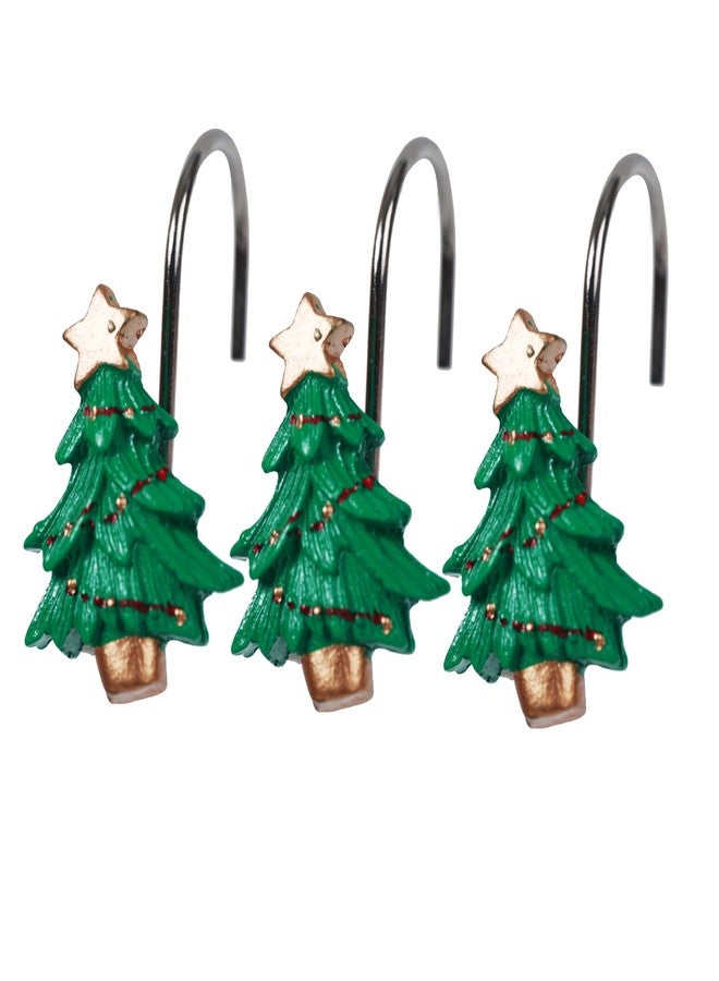 Twofishes Xmas Tree Shower Curtain Hooks Set of 12 Decorative Rust Proof Christmas Tree Shower Curtain Rings Pack of 12 - Image 5