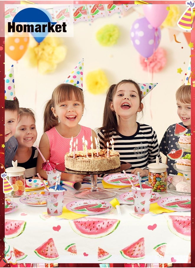 HomarKet 77PCS Watermelon Happy Birthday Party Supplies Kit Serve 10,Includes Disposable Dinner Plates, Dessert Plates, Napkins, Cups,Tablecloth and Banner, Perfect for Birthday Party Anniversary Decoration  - Image 2